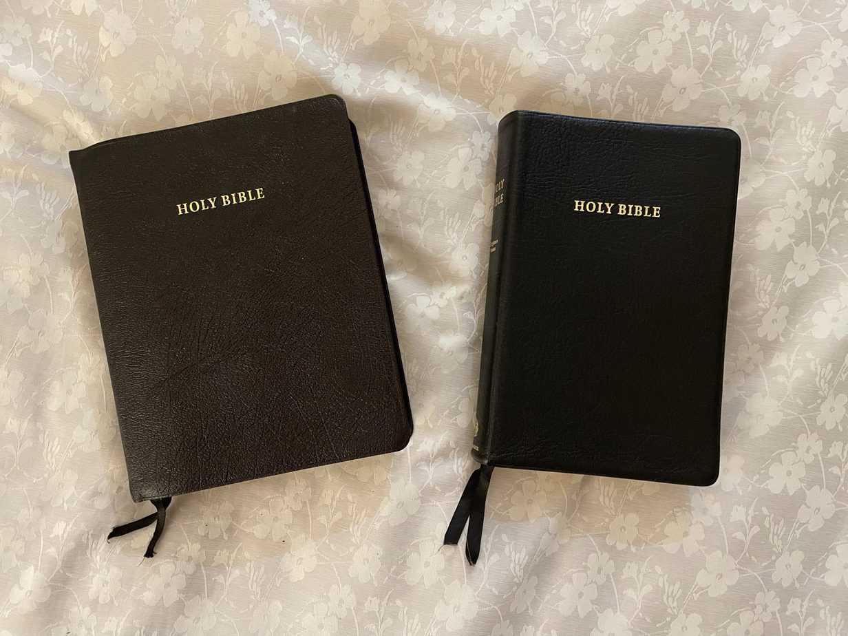 A Cambridge wide margin Bible is longer than the large print Cambridge Bible
