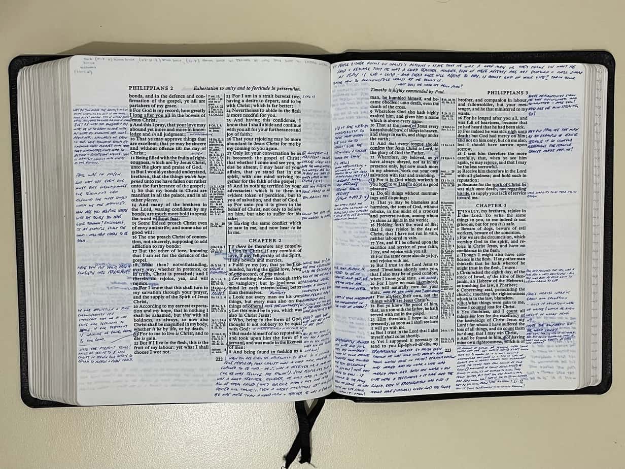 Best method to journal in your Bible is to purchase a wide-margin Bible