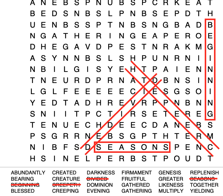 Finding words in a word finder puzzle – they can be in any direction!